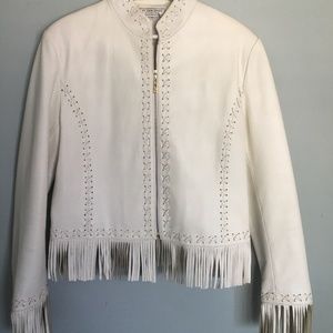 St. John Sport by Marie Gray White Leather Jacket